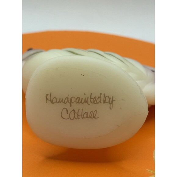 Fenton Hand Painted Burmese Satin Rooster Signed by C.A. Hall - 5 1/4" Tall - Picture 6 of 9